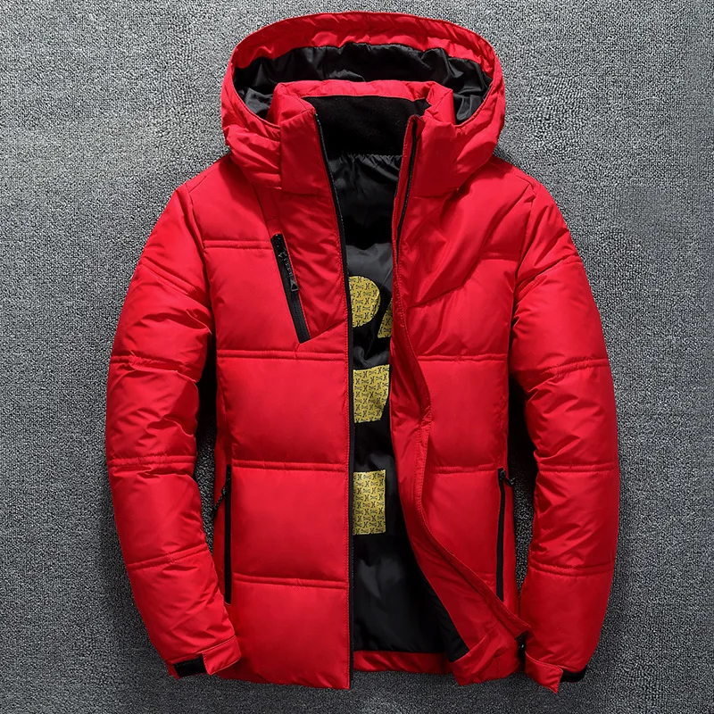 

Winter Warm Men Jacket Coat Casual Autumn Stand Collar Puffer Thick Hat White Duck Parka Male Men's Winter Down Jacket With Hood