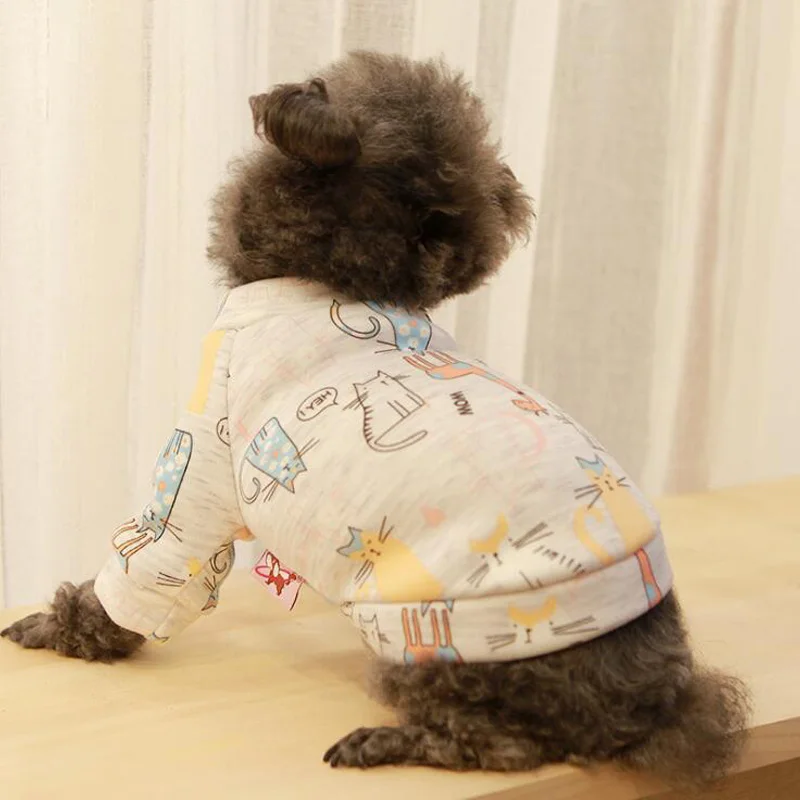 Мультфильм милый худи для домашних собак животных, с рисунком собачки и Зимняя одежда для щенков для маленьких собак боди для чихуахуа костюм XS S M L XL