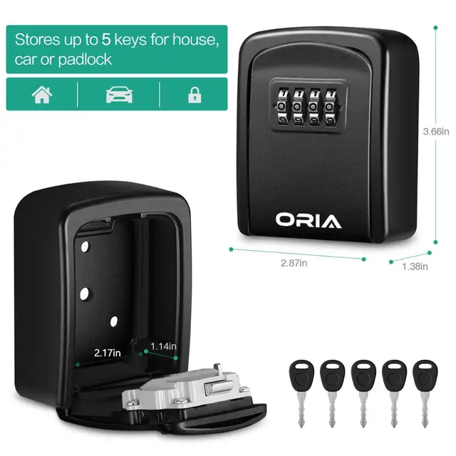 ORIA Password Key Box Decoration Key Code Box Key Storage Lock Box Wall Mounted Password Box Outdoor Key Safe Lock Box 2