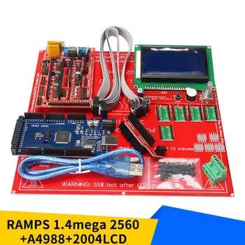 

3D Printer Kit 3D Printer Motherboard Set with RAMPS 1.4 + Mega 2560 + 5pcs A4988 Module + 12864LCD Control Panel