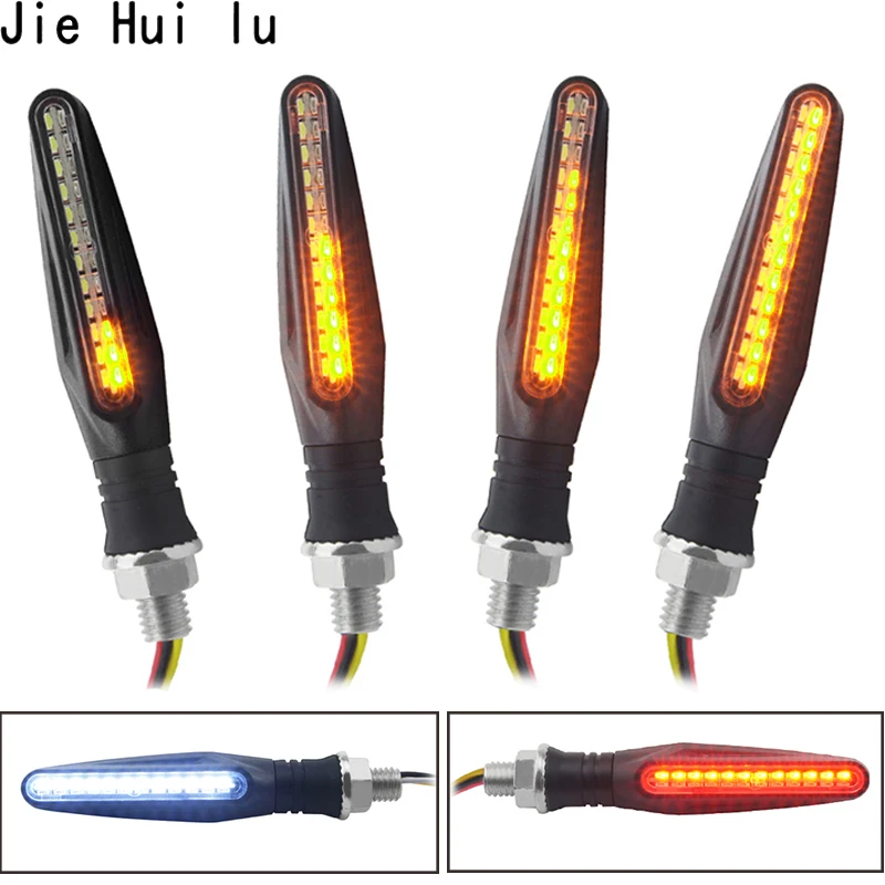 

4PCS Turn Signals Motorcycle Mark LED Stop Signal Flowing Water Flashing Lights Tail Flasher Daytime Running Lights Blinker DRL