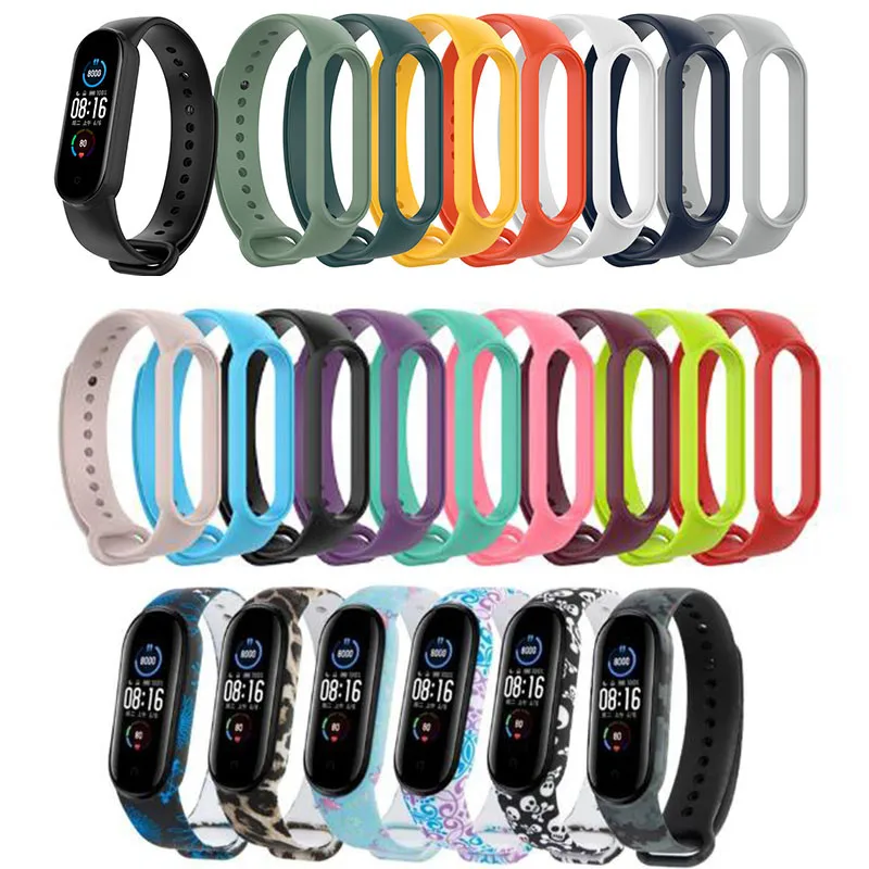 Ремешок силиконовый для Xiaomi Mi Band 2 3 4 5 6 спортивный браслет смарт-часов цветной на