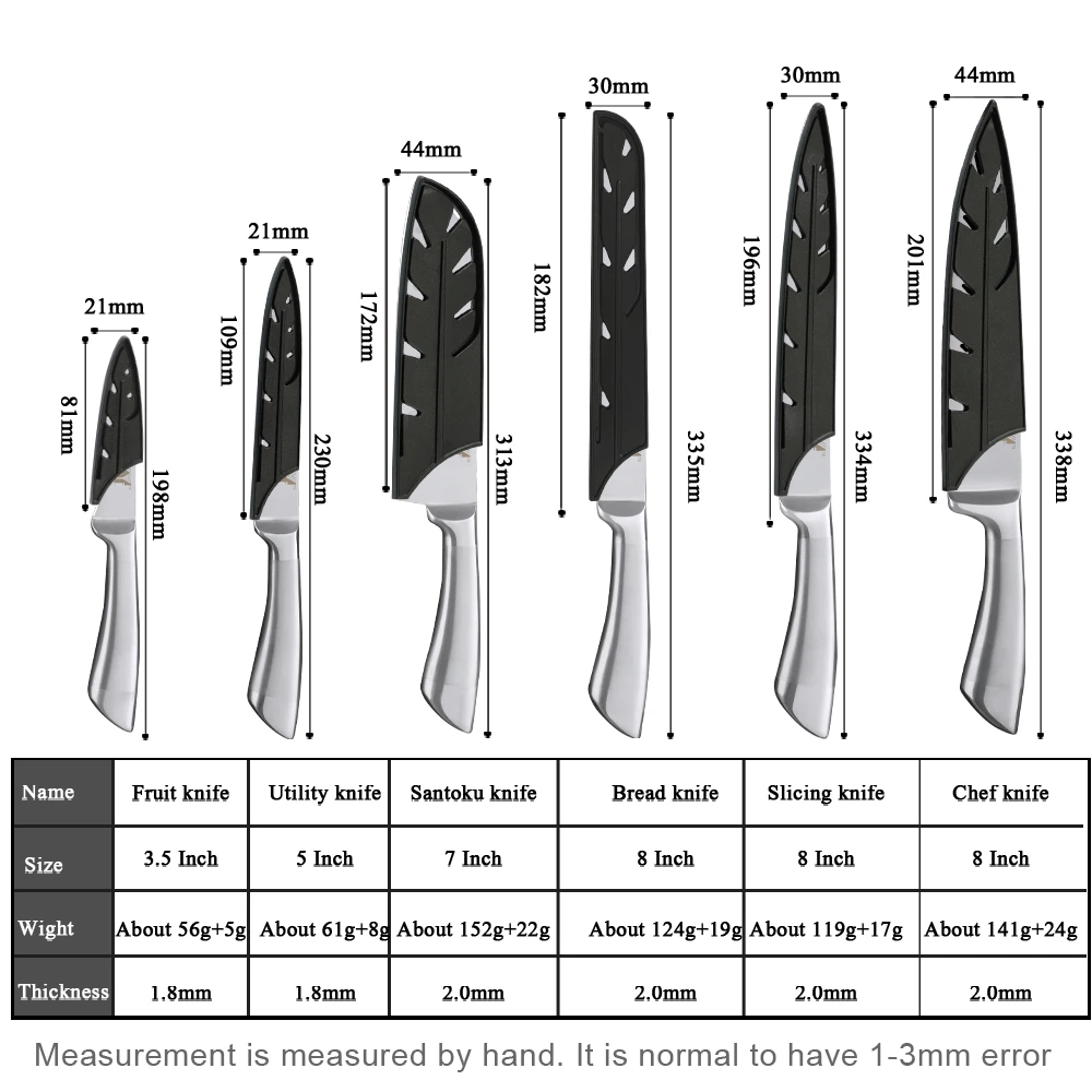 Новое поступление ножей из нержавеющей стали набор кухонных аксессуаров для очистки овощей утилита Santoku нарезки хлеба шеф-повара нож с Покрытие оболочки