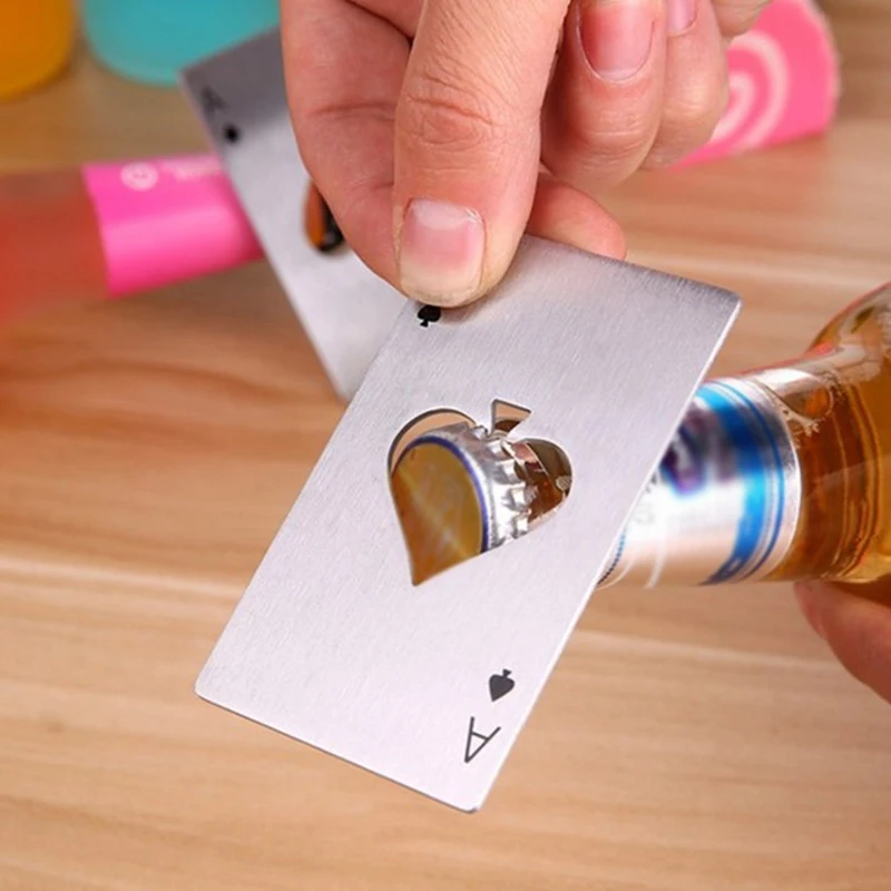 

Stainless Steel Beer wine Bottle Opener Black Poker Card Spades Personalized Bottle Opener Bar Tool kitchen tools Accessories