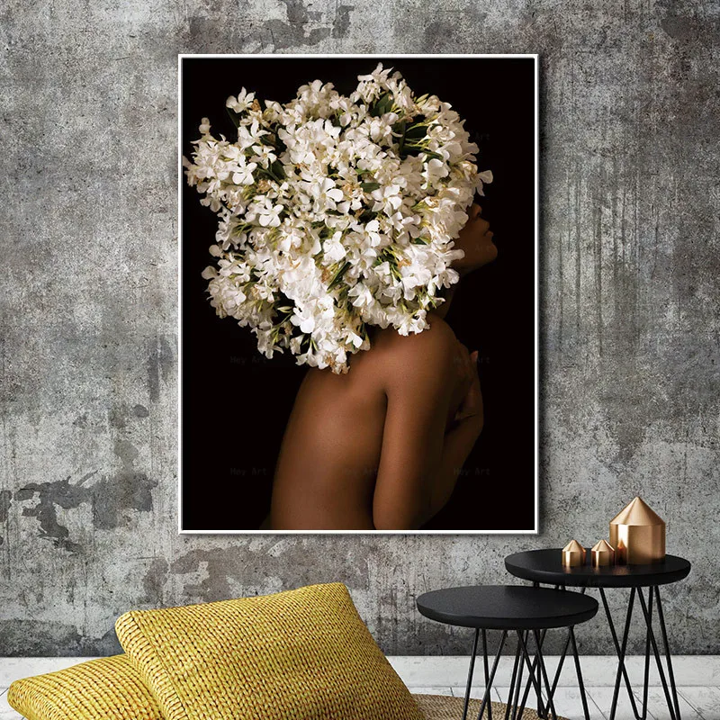 Modern Canvas Painting Figure Print Home Decoracion Woman And Flower Poster Pictures For Living Room Wall Art