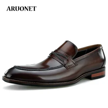

ARUONET Luxury Elegant Men Black Dress Shoes Waterproof Wedding Shoes Handsome Formal Shoes For Men Scarpe Classiche Uomo