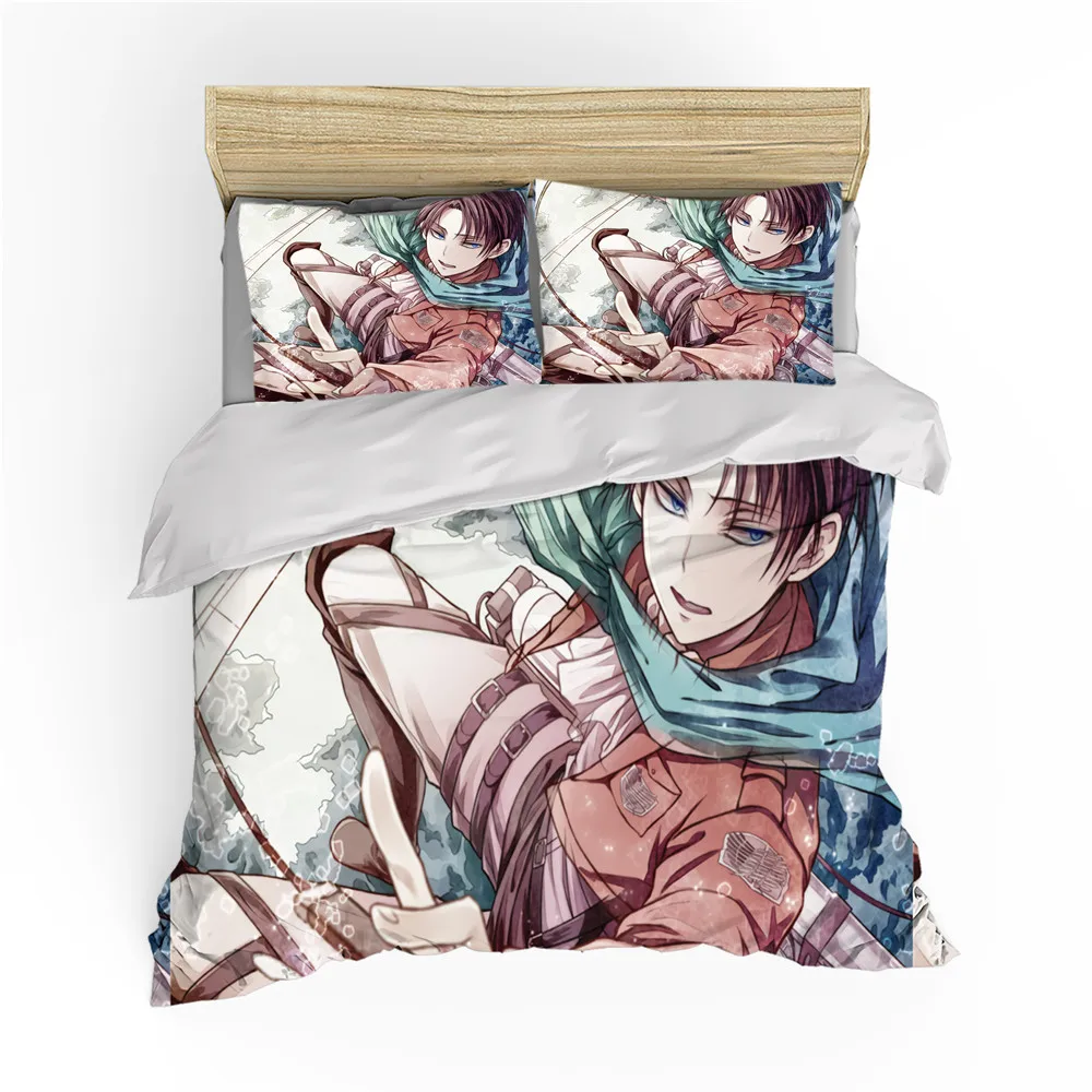 Attack on Titan Bedding Set 3D Print 2/3 Pieces Cartoon Anime Duvet Cover Home Textile Bed Quilt Cover for Kids Adults Bedspread