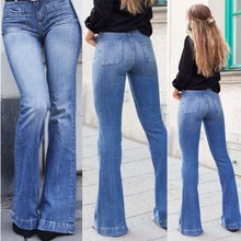 Зимние джинсы женские;стильный Широкие джинсы с высокой талией; Расклешенные ретро джинсы женские большие размеры штаны;черные брюки женские;Промытый и отбеленный женские джинсы;Толчок вверх досуг Узкие джинсы мом