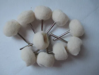 

10 pcs / Lots 24mm Head Diameter Cashmere Grinding Head With Handle Wool Wheel Wood Polishing Cleaner Grinding Tools