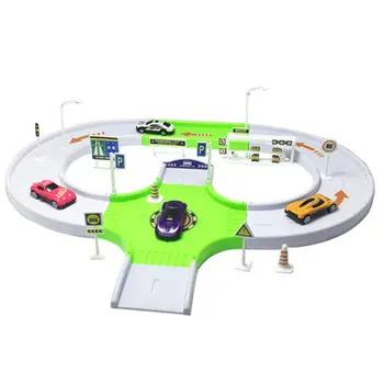 

4/8 Pcs Alloy Toy Car Race Track Set Plastic Urban Rail Scene Taxiing Toy Car 090B