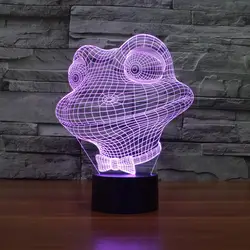 2019 новый стиль лягушка 1 3D лампа красочный сенсорный контроль светодиодный визуальный светильник атмосфера Подарочная лампа 3147