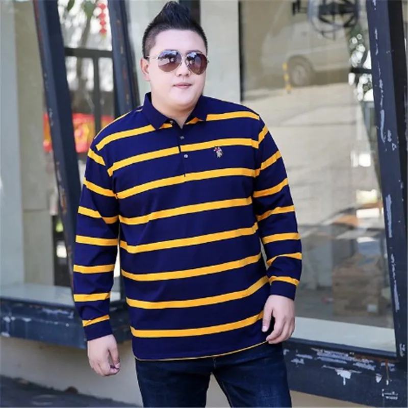 XL-8XL рубашки с длинным рукавом, отложной воротник, Полосатый Бизнес Топ, мужская мода, повседневная Свободная рубашка размера плюс, RM50010