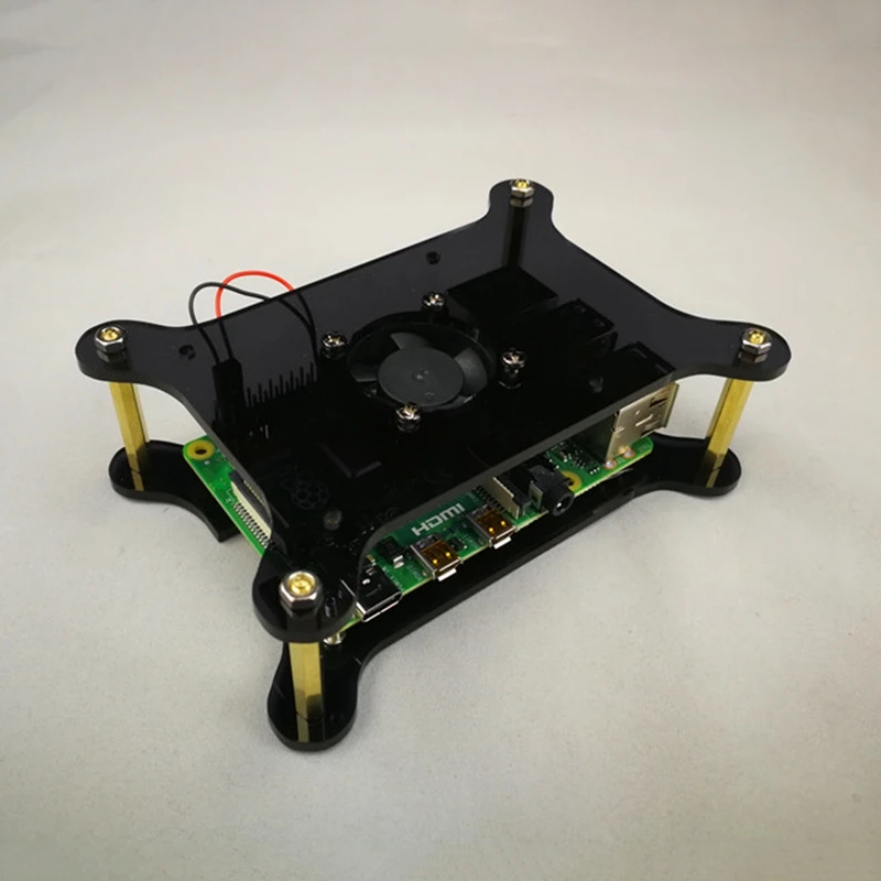 Для Raspberry Pi черный акриловый чехол с охлаждающим вентилятором для Raspberry Pi 4 Модель B/3B+/3B/2B