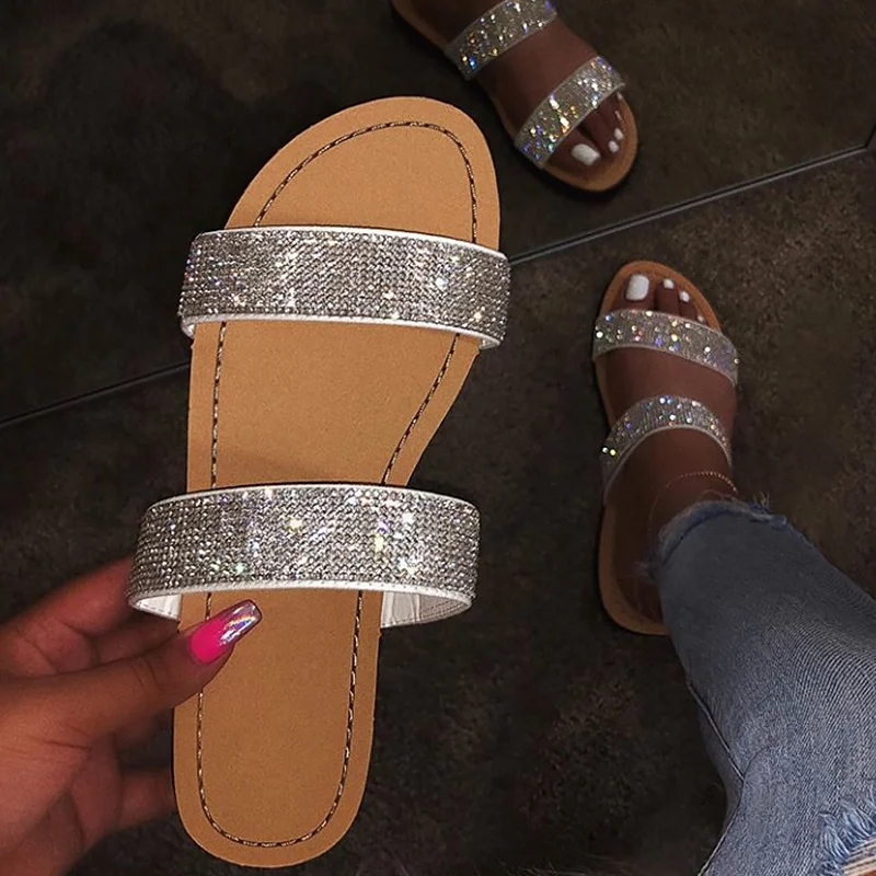 

Women's slippers glitte Summer flat shoes comfortable sweat-absorbant Womens slippers outdoor casual Woman's slides fashion