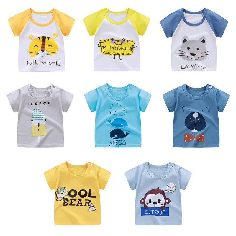 Хлопковая футболка с младенцем; повседневные футболки; футболка для мальчиков; летняя футболка для маленьких мальчиков; принт с героями мультфильмов; короткий рукав