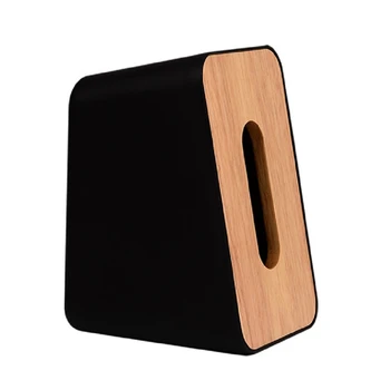 

Tissue Box Plastic Napkin Holder Wood Cover Paper Towel Holder Home Decoration Desktop Storage Box Container Black