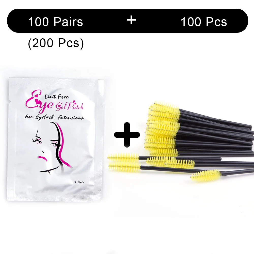 NV Pad Yellow Brush 100 накладные ресницы для наращивания патчи и 100 шт ресницы щеточки Одноразовые индивидуальные под накладки для ресниц Красота Макияж - Цвет: NV Pad Yellow Brush