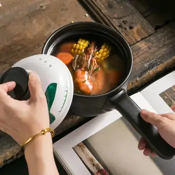 

1 Pc 1.2L Ceramic Milk Sauce Pot Chocolate Melting Pot Baby Complementary Food Pot with Handle for Home (Black)