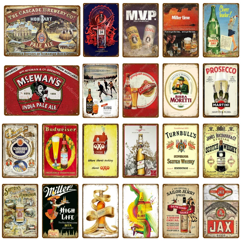 Decoration D Interieur Plaques Panneaux Enseignes Metal Mur Stag Decale Pub Biere Signe Alcool Bar Pub Cabane De Jardin Whisky Godis Es
