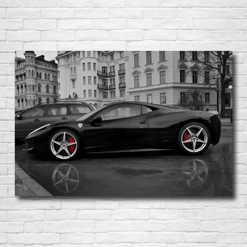 Черные обои Ferraris 458 Sportscar настенная Картина на холсте для домашнего декора | Дом и