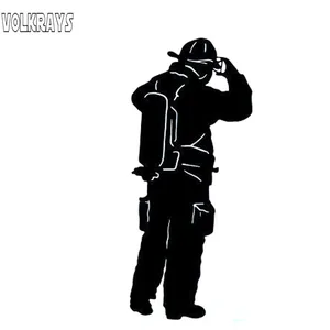 Volkrays Interesting Car Sticker Fire Fighter Fireman Accessories Reflective Waterproof Vinyl Decal Black/Silver/white,14cm*5cm