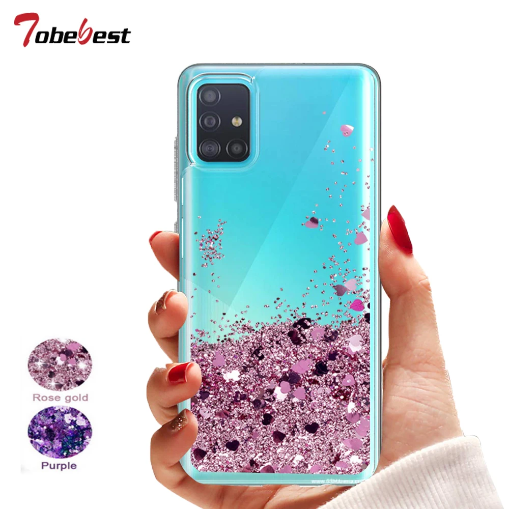 Блестящий Жидкий чехол для Samsung Galaxy A51 силиконовый A71 A11 A21 A31 A81 A91 с динамическим
