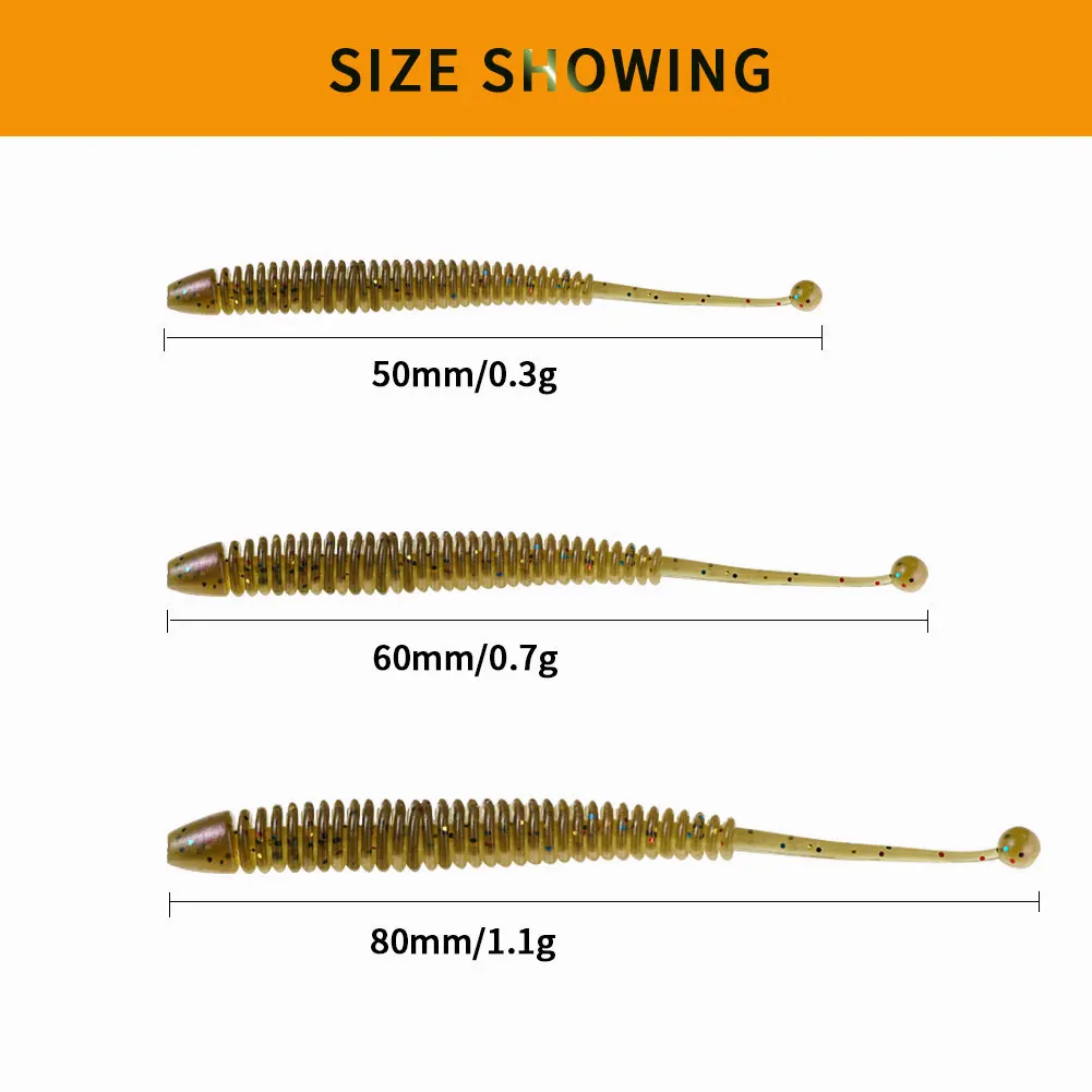 20 leurres souples SUNMILE odeur crevette - vers souples 5-8cm pour pêche du carnassier