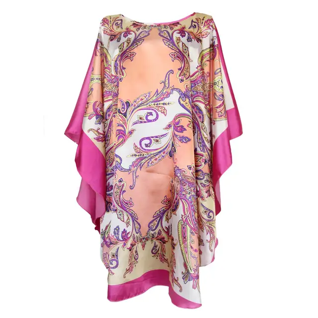 Sexy Female Silk Rayon Robe Bath Gown Nightgown Summer Casual Home Dress Printed Loose Sleepwear Plus Size Nightwear Bathrobe Style A10
