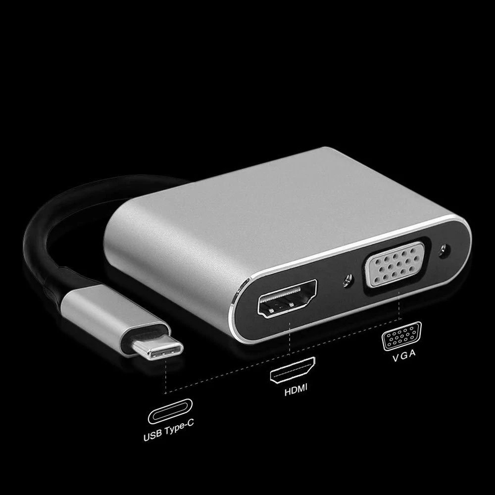 1080P Тип C к HDMI 4K 30 Гц VGA адаптер Тип C USB-C к VGA преобразователь видеосигнала HDMI адаптер для нового Macbook Pro/Chromebook Pixel