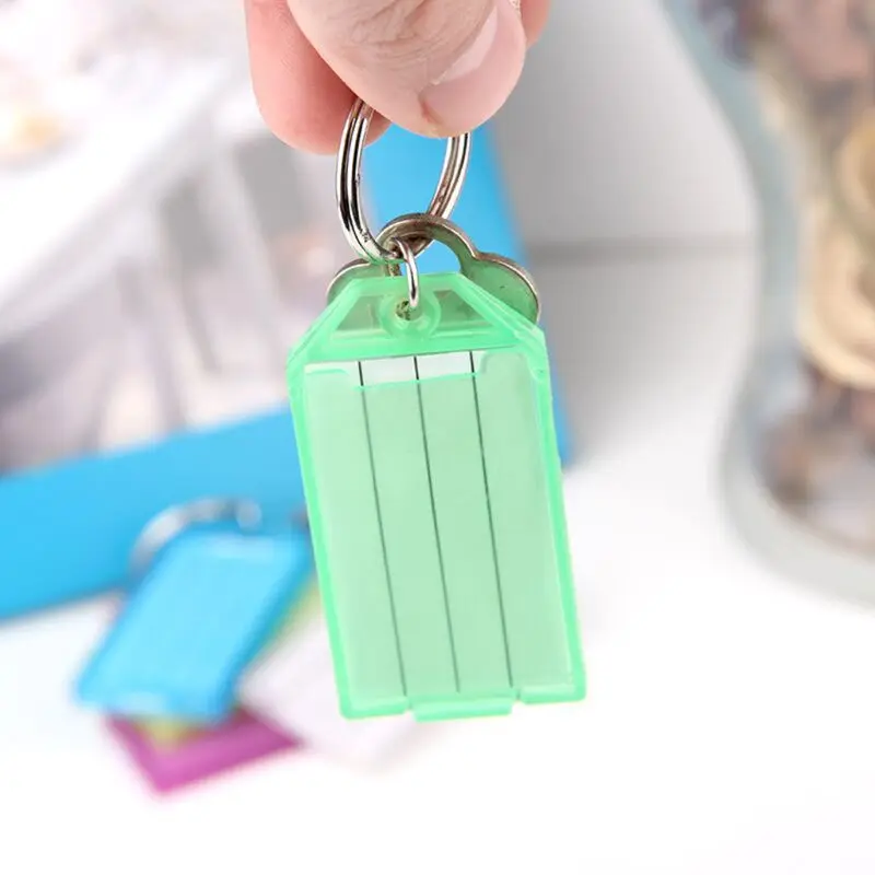 20Pcs Tough Plastic Key Tags with Split Ring Label Window Assorted Colors Random Colors Plastic Key Tags
