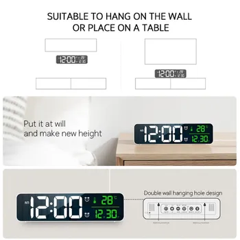 

LED Wooden Alarm Clock Watch Table Voice Control Digital Wood Despertador Electronic Desktop USB/AAA Powered Clocks