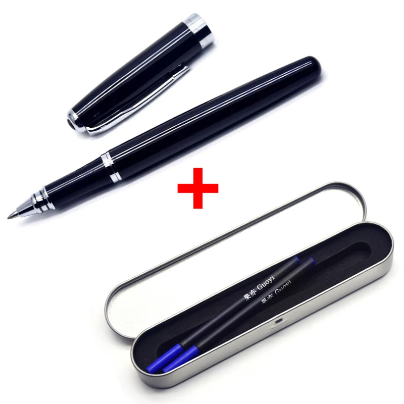 Guoyi A201, китайский стиль, разноцветная металлическая гелевая ручка. Для обучения, офиса, школы, канцелярские принадлежности, подарок, роскошная ручка, отель, шариковая ручка для бизнеса - Цвет: Black box-Blue ink