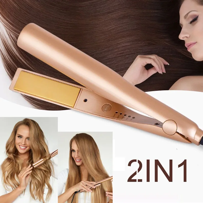 

Professional 2 in 1 Twist Hair Curling & Straightening Iron Hair Straightener Hair Curler Wet & Dry Flat Iron Hair Styler