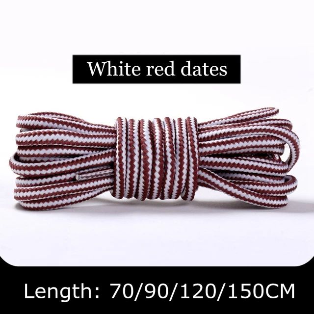 1 Pair Martin Shoes Round Shoe Laces Striped Double Color Fashion Shoelaces Outdoor Hiking And Leisure Sports Shoelace 18 Color White red dates