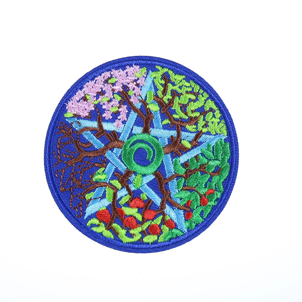 2PCS Vine Pentacle Patch Five-pointed Star Round Embroidery Applique Badges Patches Iron on Transfers for Clothing Accessories | Дом и сад