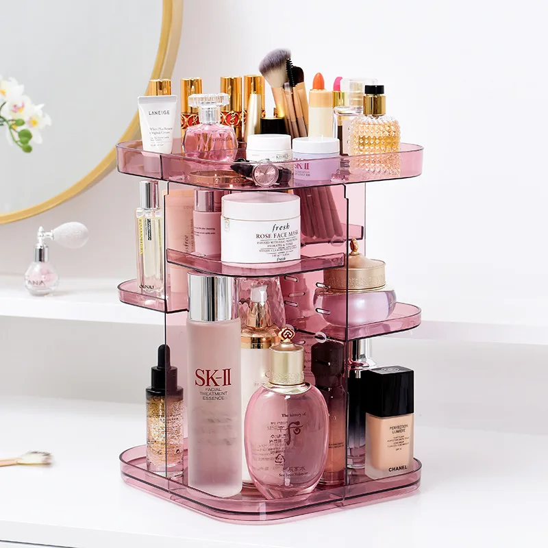 Net Red Rotating Makeup Storage Box Acrylic Dressing Table Lipstick Skin Care Desktop Rack Finishing Beauty |