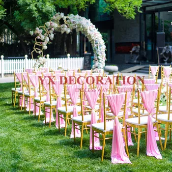 

5pcs Lot 70x140cm Ice Silk Chiavari Sash Chair Cap Hood Cover For Wedding Banquet Decoration