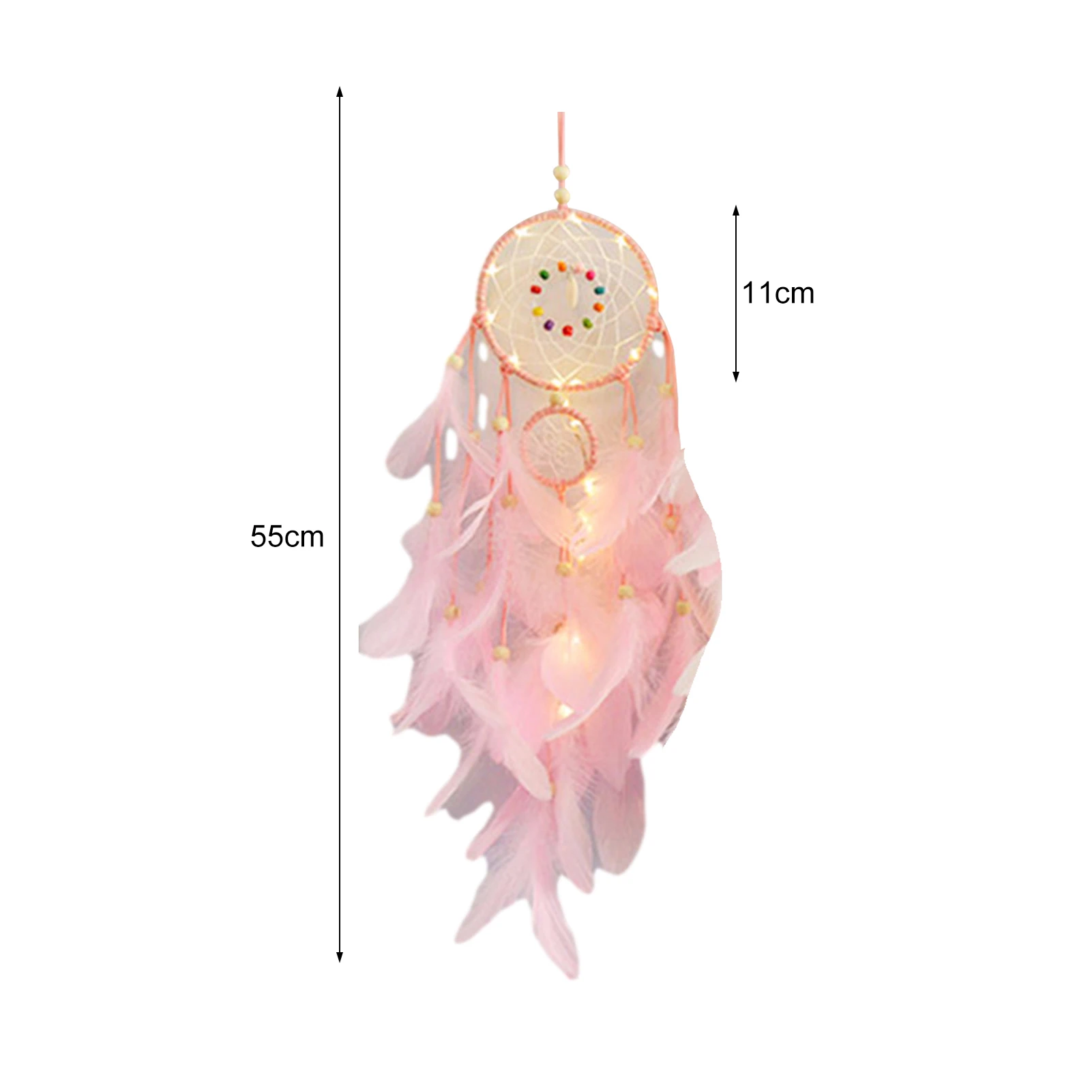 2021 Heart-shaped Lighted Dream Dream Catcher Hand Bohemian Style Handmade LED Lamp Wall Hanging Romantic Girly Heart Decoration 6
