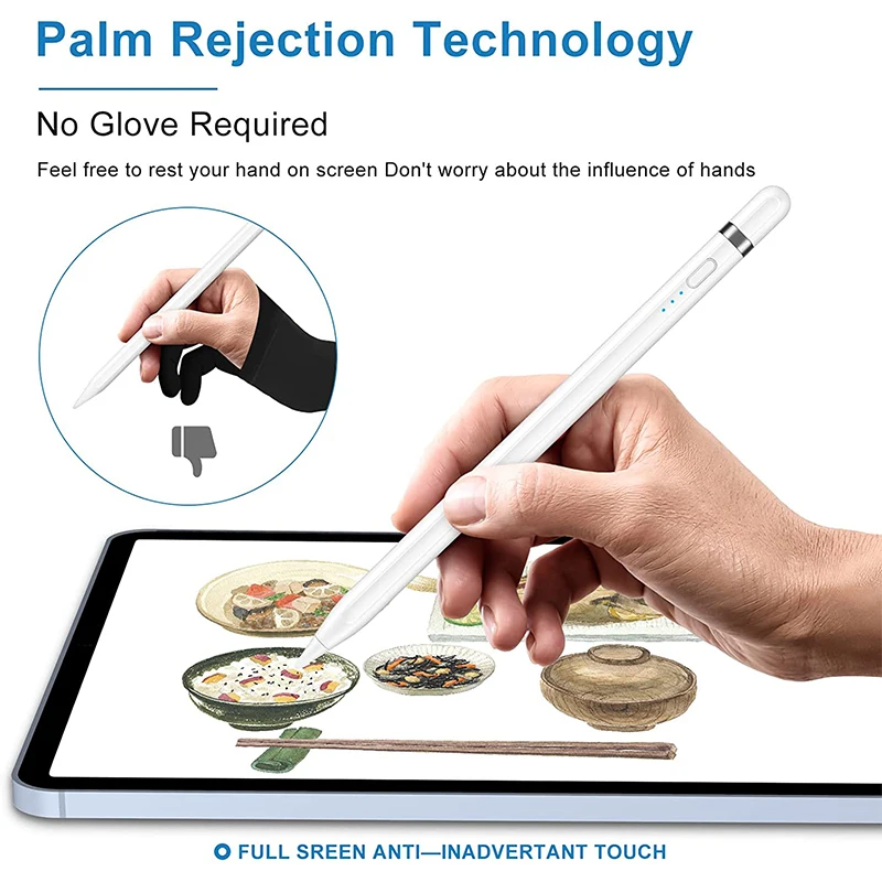 Peilinc Pencil Stylus Pen for iPad Pens for Apple Pencil 2 1 Battery Display Reminder Tilt Palm Rejection OTG Type-C Lightning
