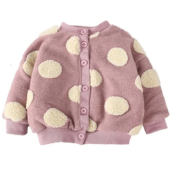 

Baby Girl Coat Warm Jackets Cotton Thickening Polka Dot Long Sleeve Single-Breasted Jacket Autumn Winter New