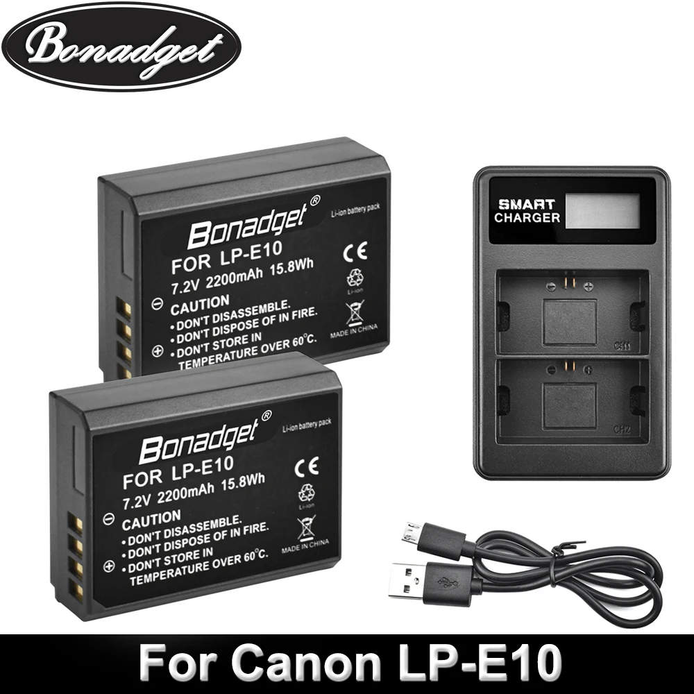 Батарейка Bonadget для цифровой камеры Canon 1100D 1200D 1300D Rebel T3 T5 KISS X50 X70 1600 мАч|Цифровые