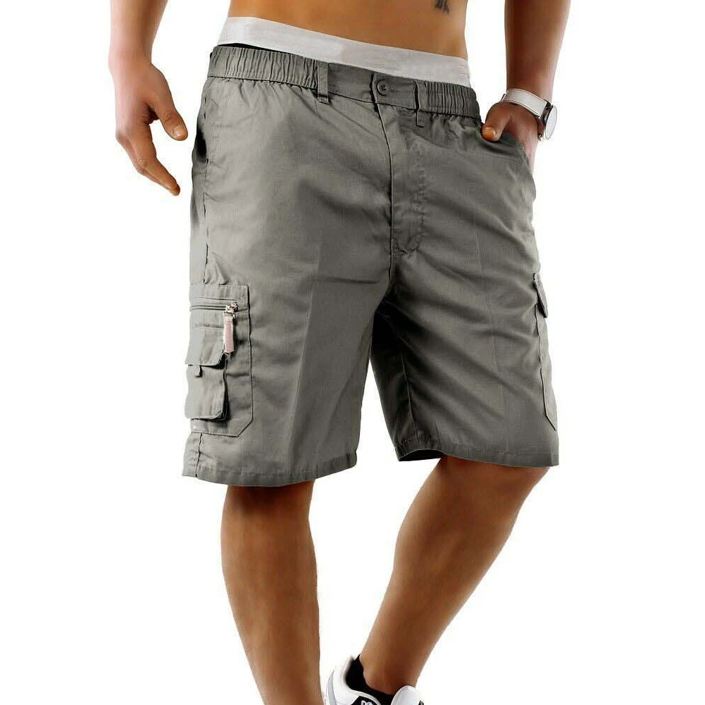 Повседневные пляжные Свободные повседневные с карманами прямые летние дышащие эластичные мужские шорты до колен
