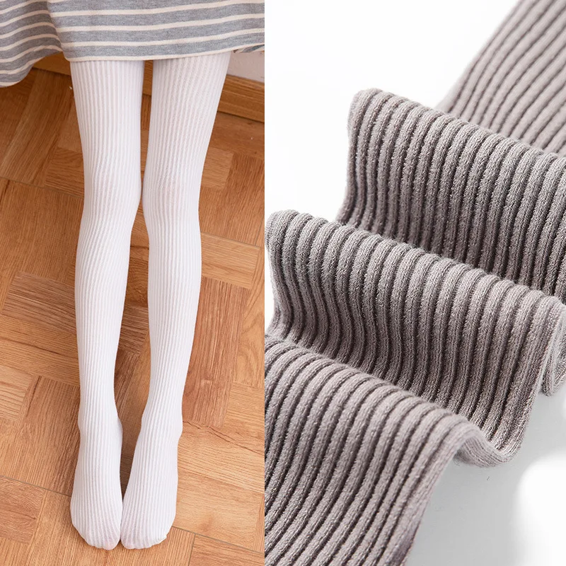 Spring Children's Pantyhose Thin 80's Cotton Knitted Dancing Pinstripe Semi Transparent Kid Tights Multicolor Stockings