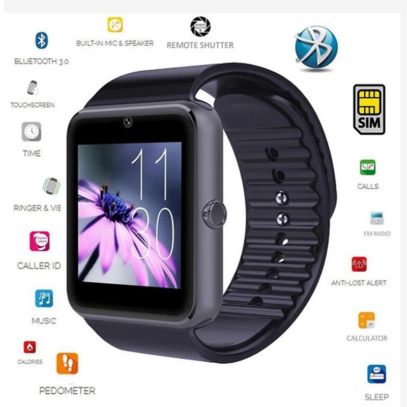 GT08 Bluetooth Смарт часы телефон Android IOS сенсорный экран поддержка sim-карты TF карта памяти с камерой Смарт часы GT08 часы