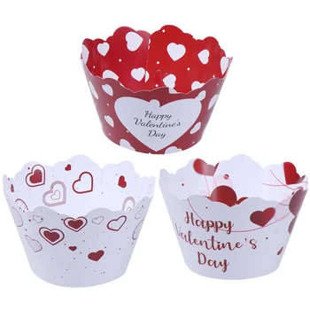 

24pcs in 1 Set Cake Topper Wrapper Paper Love Theme Fruit Insert Cake Topper Cupcake Picks for Valentines Day