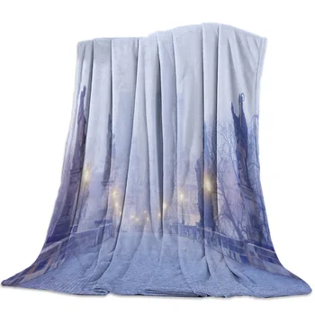 

Statue Buildings Light Trees Throw Blanket Sofa Bed Throw Blanket Kid Adult Warm Blanket for Beds Coral Fleece Fabric