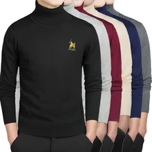 Printemps automne col haut plusieurs 6 couleurs col roulé tricoté pulls hommes coton chandails logo polo brodé