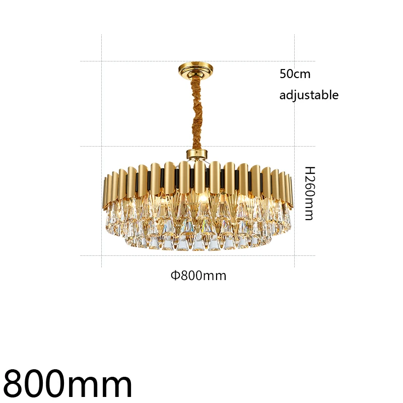 80cm Постмодерн свет роскошная хрустальная люстра круглая гостиная лампа отель спальня длинный ресторан освещение светильники - Цвет корпуса: 80cm