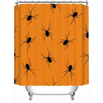 

Set of Black Silhouettes okjeffs on Orange Background Durable Shower Curtain,050963,71''L x 71''W