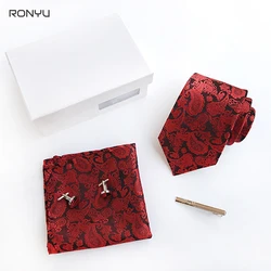 New Plaid Men Neck Tie Set Long Size 146x8x3.5cm Necktie Navy Blue Paisley Silk Jacquard Woven Neck Tie Suit Wedding Party LD01